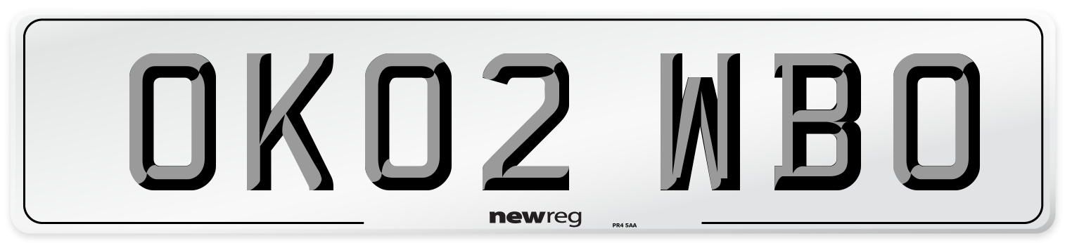 OK02 WBO Number Plate from New Reg